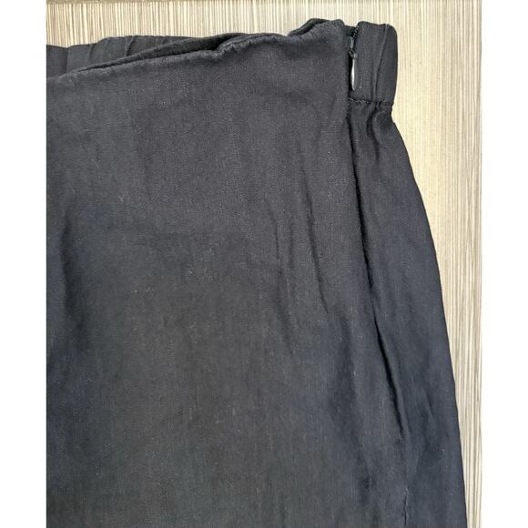 J Jill Navy Blue Linen Blend Pants Size Large Button Accents - Picture 3 of 6